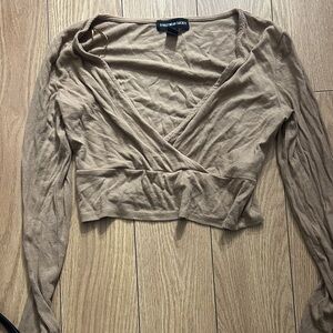 Streetwear Society Brown Long Sleeve Crop Top